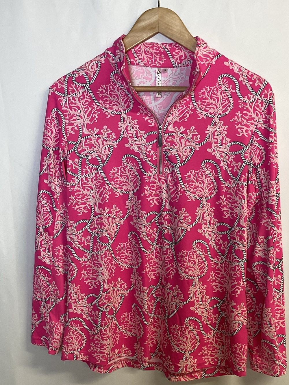 LULU-B Athletic Leisure 1/4 Zip Bright Pink Coral Pullover Size S